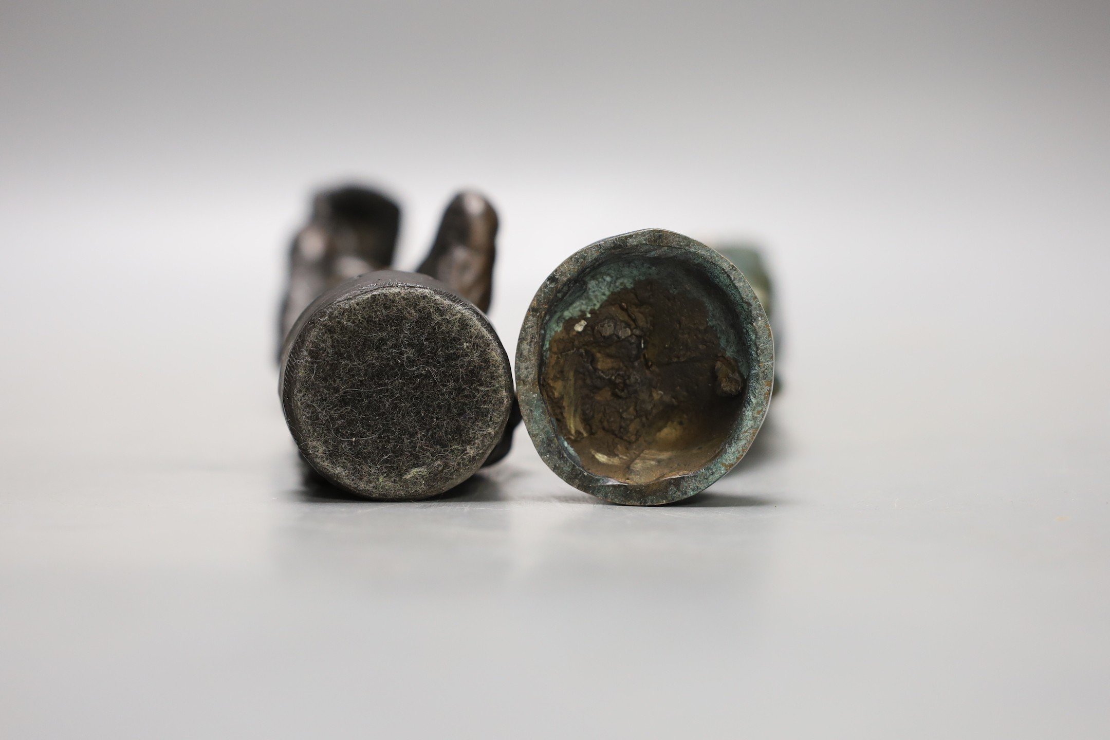 A limited edition bronze figure 6/9 and another composition figure, tallest 20cm